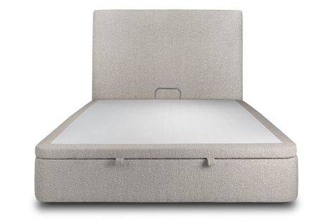 Lit Coffre 160x200cm Avec Tête De Lit Tapissier Bouclette Gris - Hauteur Totale : 39cm