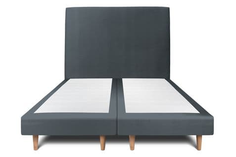 Lit 200x200cm Avec Tête De Lit Tapissier Velours Et Double Sommier Tapissier Gris Anthracite