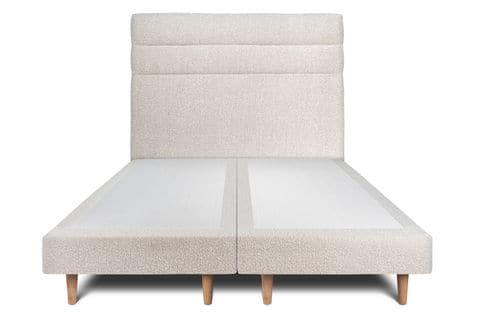 Lit 200x200cm Avec Tête De Lit Lignes Bouclette Et Double Sommier Tapissier Beige