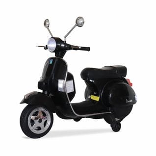 Vespa Noire Px150. Scooter Électrique Pour Enfants 12v 4.5ah. 1 Place Avec Autoradio