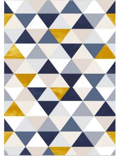 Tapis Triangle Géométrique Bleu Et Jaune - 200x290 cm