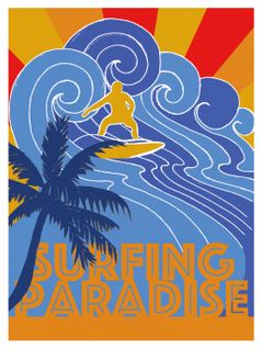 Sea - Signature Poster - Surfing_paradise_1 - 21x30 Cm