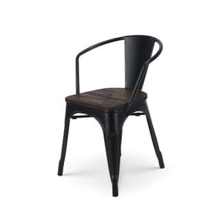 Chaise En Métal Noir Mat Style Idustriel Et Assise Bois Foncé