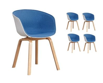 Lot De 4 Chaises Scandinaves Très Confortables Avec Coque En Résine Blanche Revêtue D'un Tissu