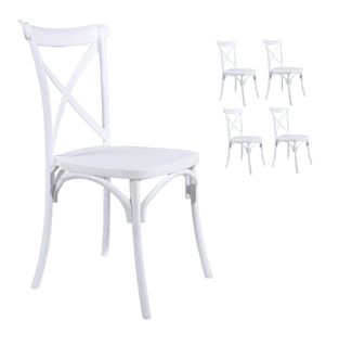 Lot De 4 Chaises Blanches Style Bistrot Emplilable En Plastique Polypropylene