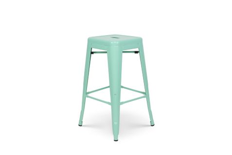 Tabouret De Bar Vert Menthe Brillant Style Industriel Hauteur 66cm