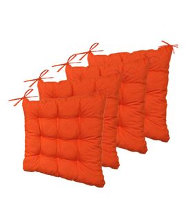 Lot De 4 Galettes De Chaise En Polyester 40 X 40 Cm  Orange