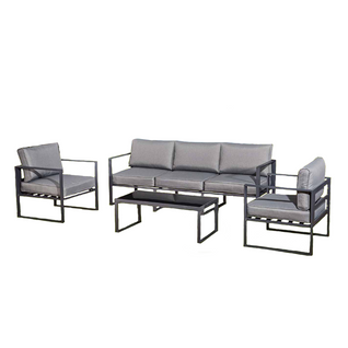 Salon De Jardin 5 Places En Aluminium Gris Memphis