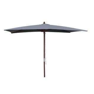 Parasol En Bois Rectangulaire 297x191 Cm Toile Grise Pise