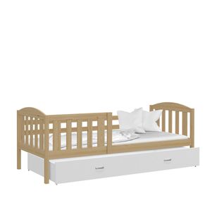 Lit Enfant Teo 90x190 Pin - Blanc Livré Avec Sommiers, Tiroir Et Matelas En Mousse De 7cm