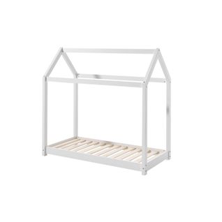 Lit Cabane  70x140 - Sommier Inclus Blanc Livré Avec Sommiers