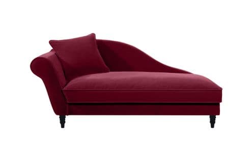 Méridienne Droite Alba 195 Cm Velours Aubergine - 100% Déhoussable - Fab. France