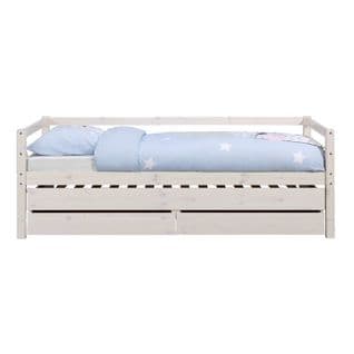 Pack Lit Banquette Gigogne Avec Matelas Alma   Blanc 90x200 Cm