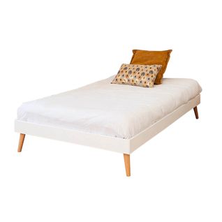 Pack Lit Avec Pieds Et Matelas Doris   Blanc 140x190 Cm