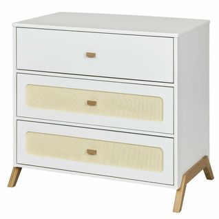 Commode 3 Tiroirs Azu   Blanc Et Bois