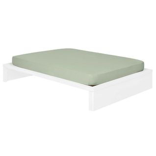 Pack Lit Avec Matelas Mousse Gaston Blanc 140x200 Cm