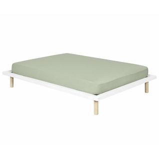 Pack Lit Avec Matelas Mousse Maki Blanc 140x200 Cm