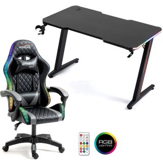 Pack Bureau Desk120z-led Et Fauteuil Ultimate-bk-led - 1m20 - Retro Éclairage Led Rgb