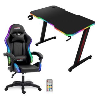 Pack Bureau Desk120z-led-nova et Fauteuil LED-darkside - 1m20 - Retro Éclairage LED Rgb