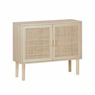 Buffet En Décor Bois Et Cannage - Camargue - 2 Portes. 80x30x68cm