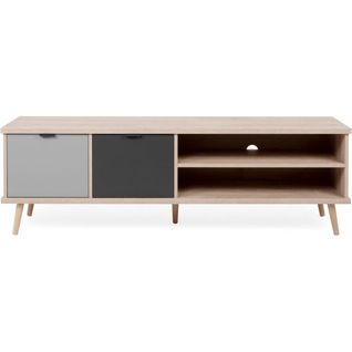 Meuble Tv Gris Et Chêne  160 Cm - Sofia