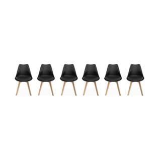 Lot De 6 Chaises Scandinaves. Pieds Bois De Hêtre. Chaises 1 Place. Noirs