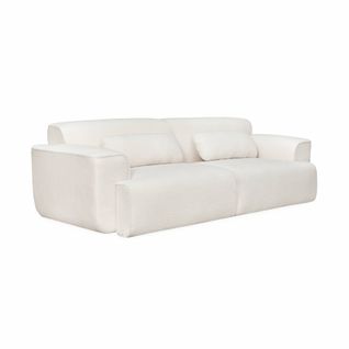 Canapé 3 Places. Tissu Bouclette. 2 Coussins Déhoussables. Wallas  L 230 X P 98 X H 73cm