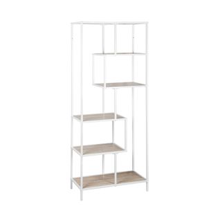 Etagère En Métal Blanc Et Décor Bois - Loft - Bibliothèque 6 Niveaux. L 77 X L 33 X H 185cm