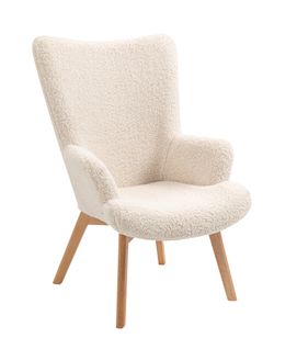 Fauteuil De Salon Scandinave Pieds Bois Blanc Laine