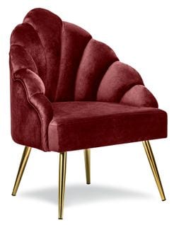 Fauteuil De Salon Design Pieds Metal Rouge Velours