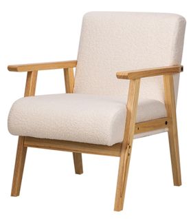 Fauteuil De Salon Scandinave Avec Structure Bois Blanc Bouclettes