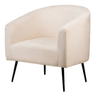 Fauteuil De Salon Scandinave Design Pieds Metal Beige Velours