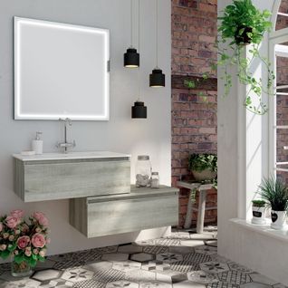 Meuble De Salle De Bain Simple Vasque - Pena Et Miroir LED Veldi - Coral - 120cm