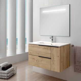 Meuble De Salle De Bain Vasque Centrée - King Et Miroir LED Stam - 80cm