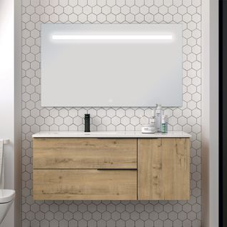 Meuble De Salle De Bain Vasque Déportée - King Et Miroir LED Stam - 120cm