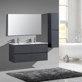 Ensemble De Salle De Bain 120 Cm Gris Laqué Aquadoli