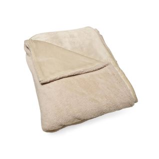 Plaid Fausse Fourrure Beige Poil Long Doublure Polaire 130 X 160cm - Laponie