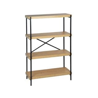 Etagère 4 Niveaux Industrielle Effet Frêne Et Métal - Loft-   L 80 X L 30 X H 120cm