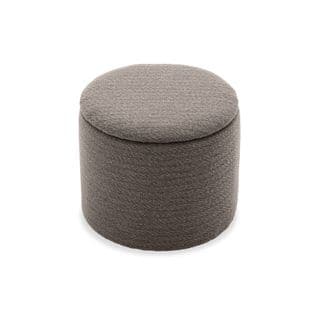 Pouf Taupe En Tissu Avec Rangement Pour Coussins Ou Plaids