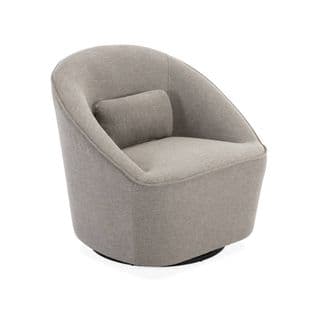 Fauteuil Pivotant 360° En Tissu Taupe. Avec Coussin Lana L 80 X P 73 X H77cm