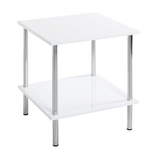 Table D'appoint Design "cromo" 45cm Blanc et Argent