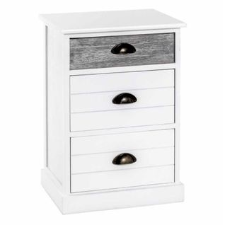 Commode En Bois 3 Tiroirs "mario" 60cm Blanc