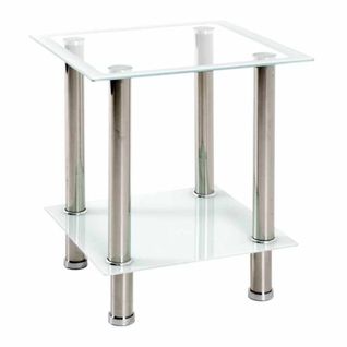 Table D'appoint En Verre "sacha" 46cm Blanc