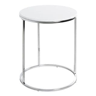 Table D'appoint Design "zano" 50cm Blanc et Argent