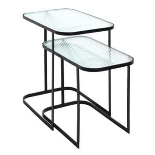 Lot De 2 Tables D'appoint Design "ondulé" 51cm Noir