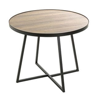 Table D'appoint Design "qanaq" 60cm Noir et Chêne