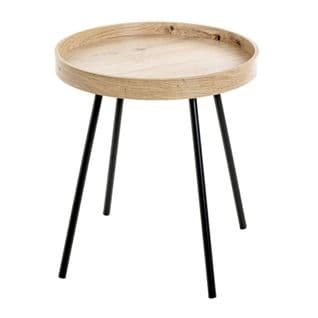 Table D'appoint Avec Rebord "miranda" 45cm Chêne et Noir