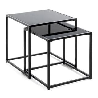 Lot De 2 Tables D'appoint "cromano" 40cm Noir