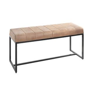 Banc En Cuir Design "rida" 100cm Marron et Noir