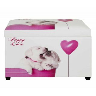 Coffre De Rangement Vintage "puppy" 65cm Blanc